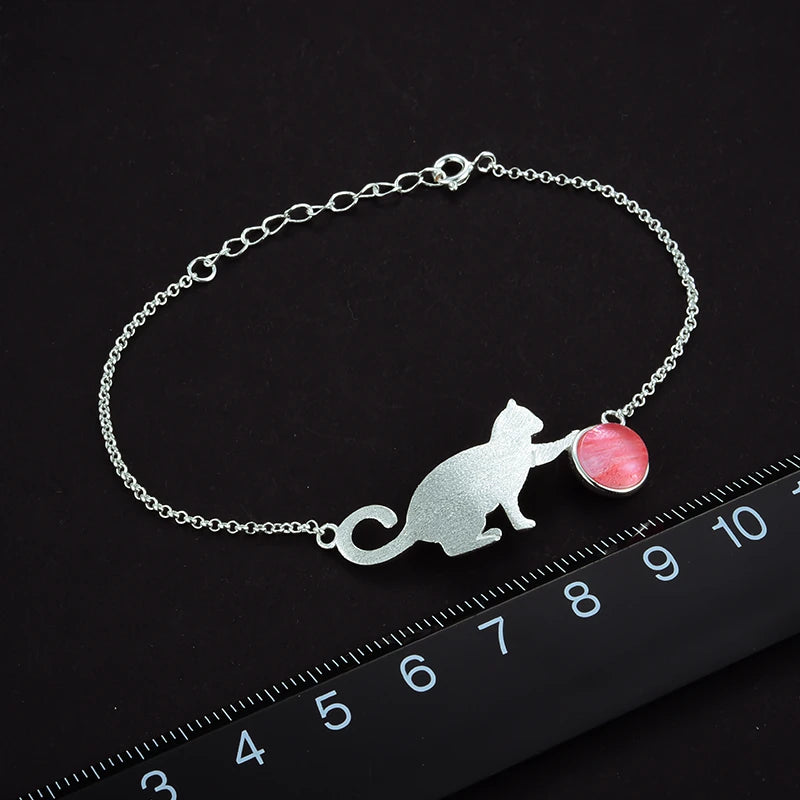 Playful Purrling Natural Gemstone Bracelet