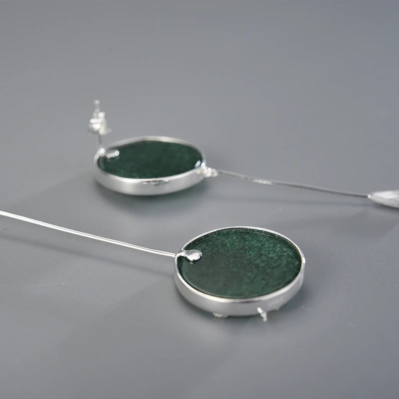 Swallow and Willow in Spring's Wind Aventurine Drop Earrings