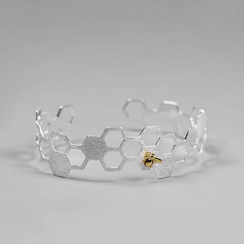 Golden Bee Honeycomb Bangle