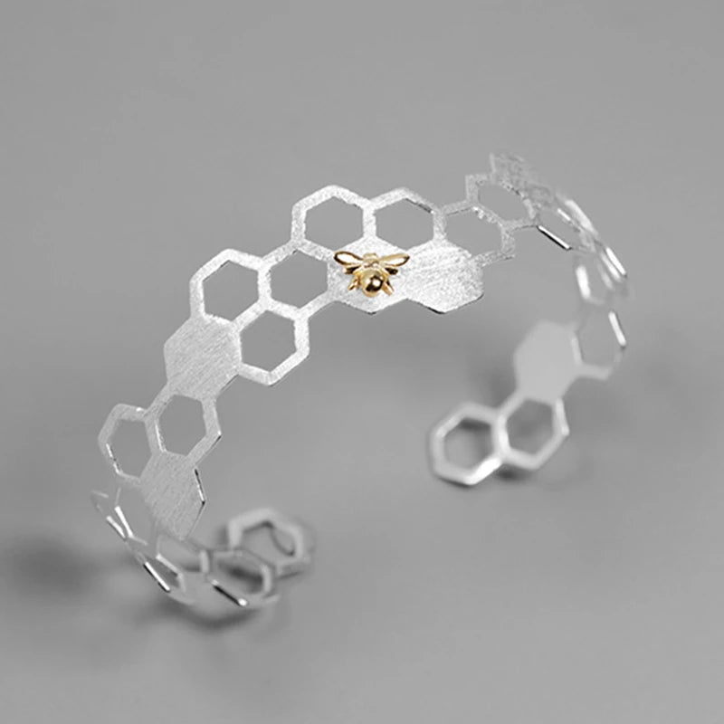 Golden Bee Honeycomb Bangle