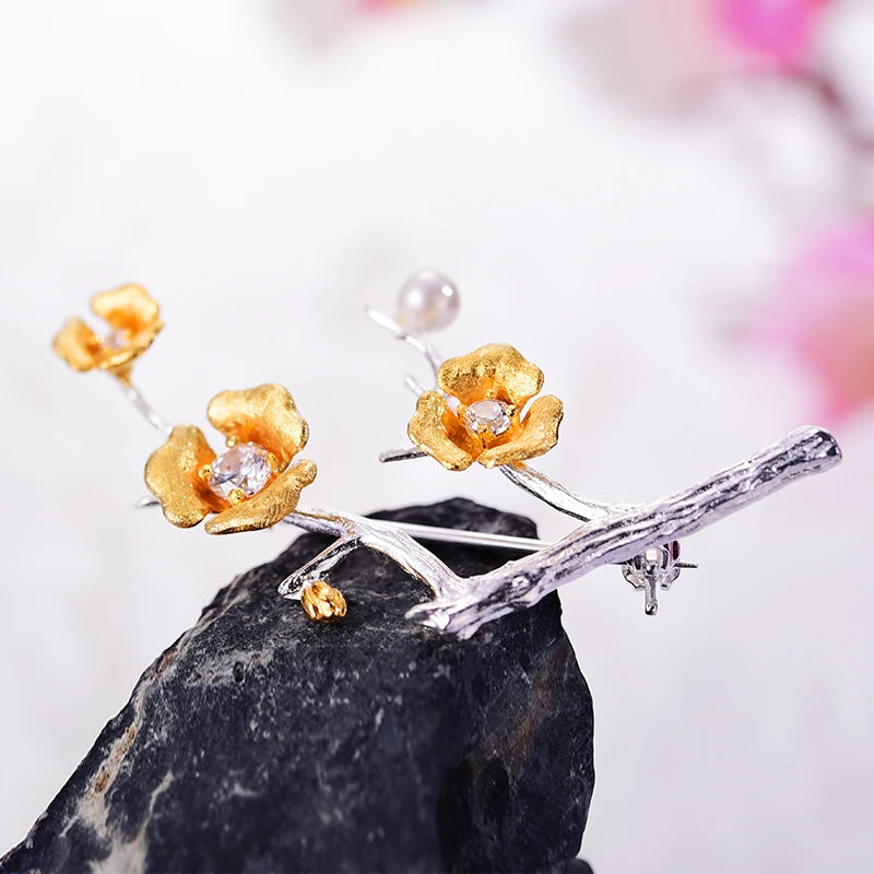 Golden Plum Bloom Brooch