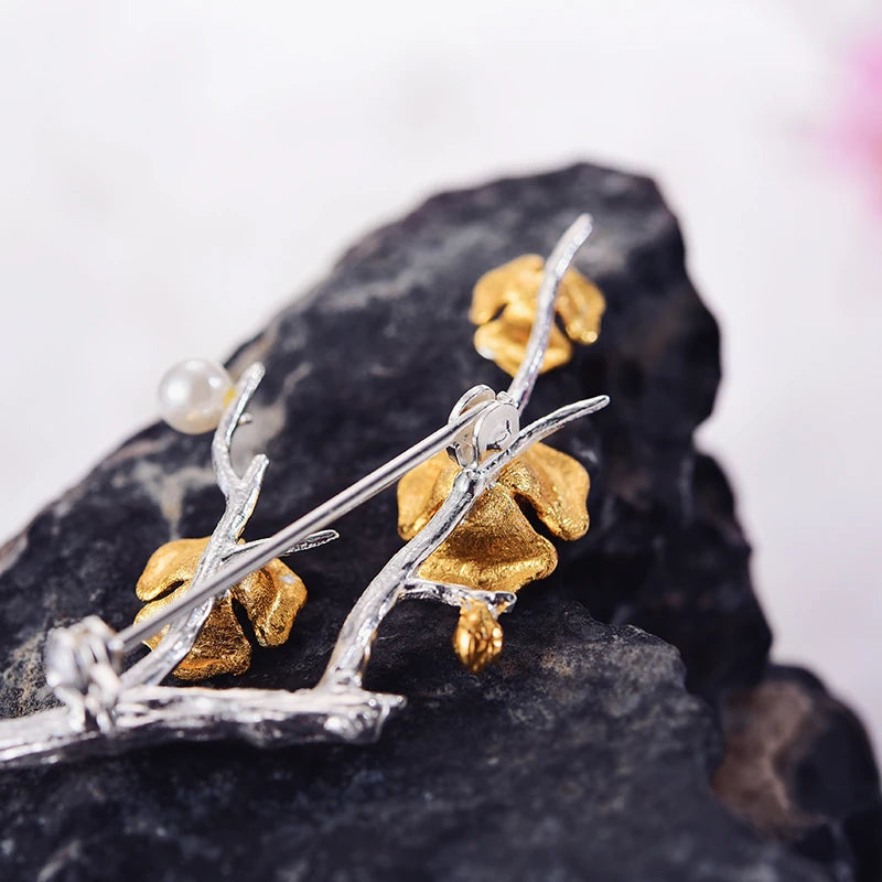 Golden Plum Bloom Brooch
