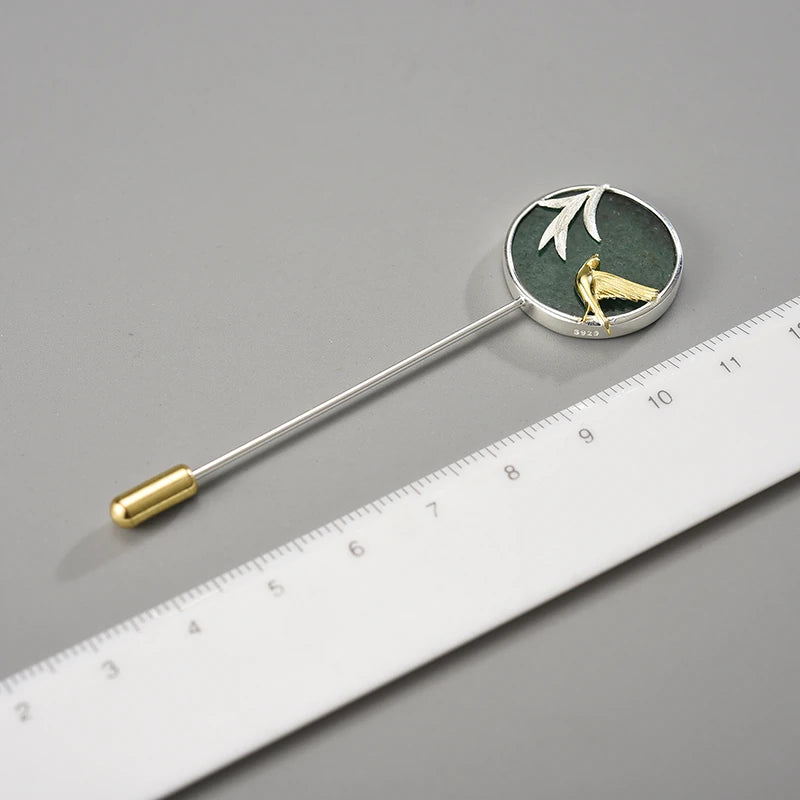 Swallow and Willow in Spring Wind Brooch