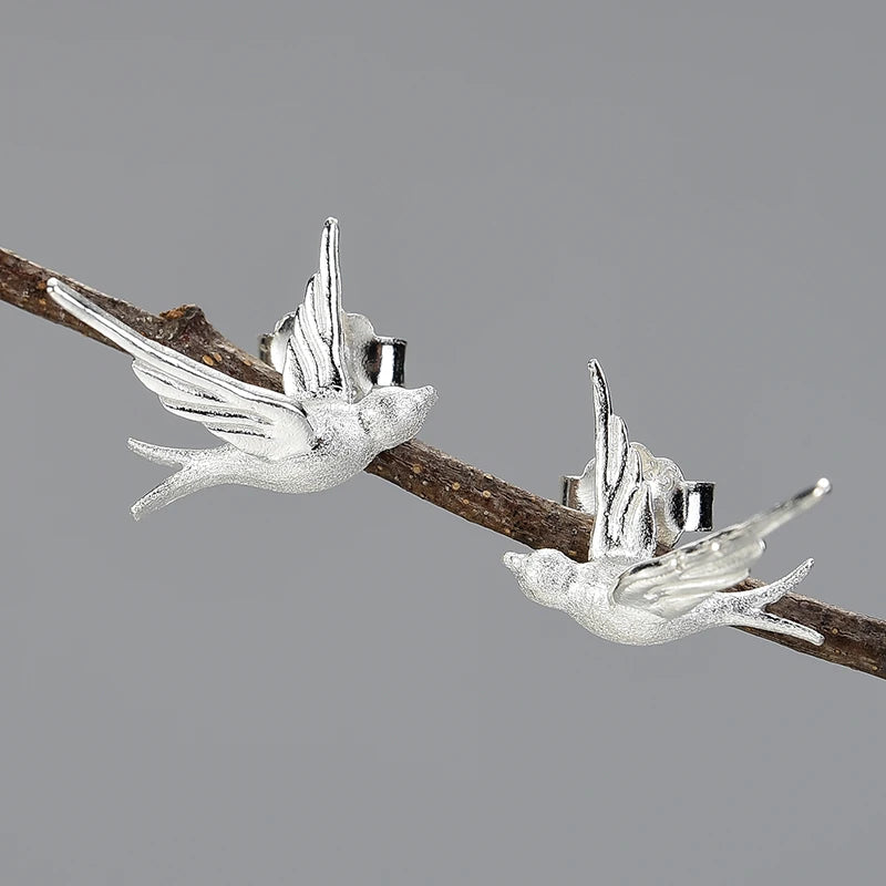 Small Flying Swallow Stud Earrings