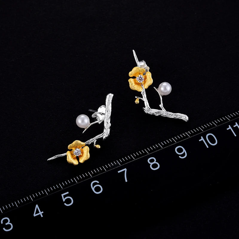 Golden Plum Bloom Earrings