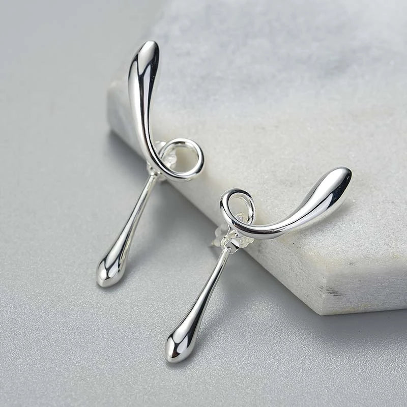 Double Sided Twist Drop Earrings