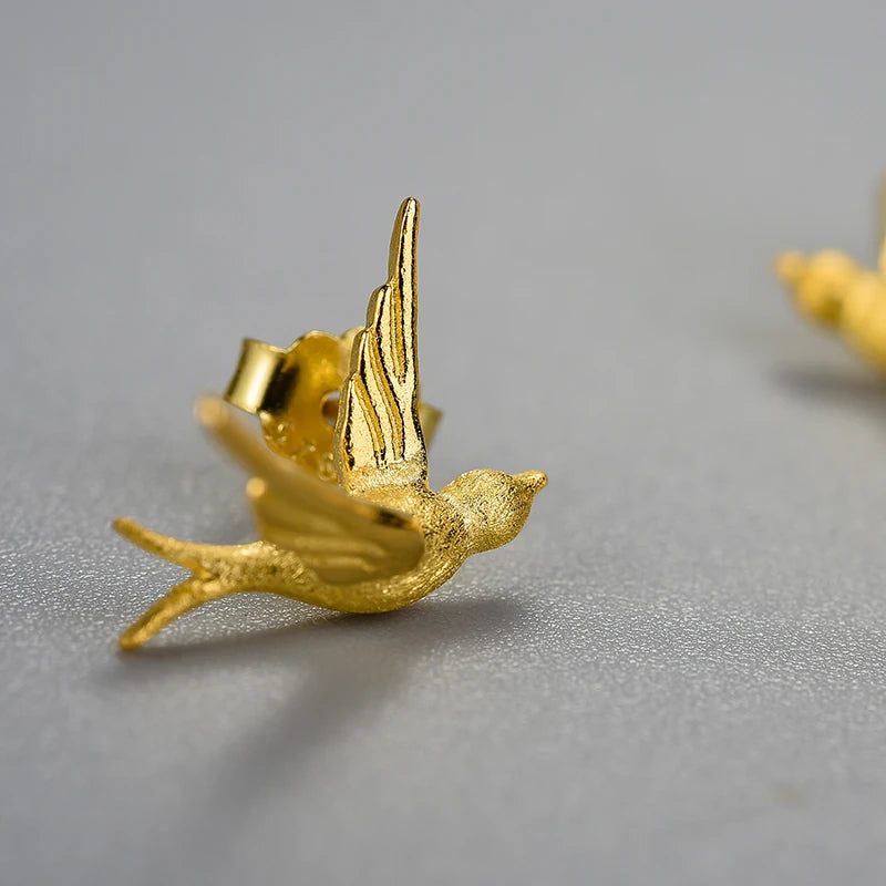 Small Flying Swallow Stud Earrings