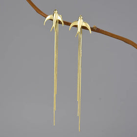 Flying Swallows Tassel Earrings