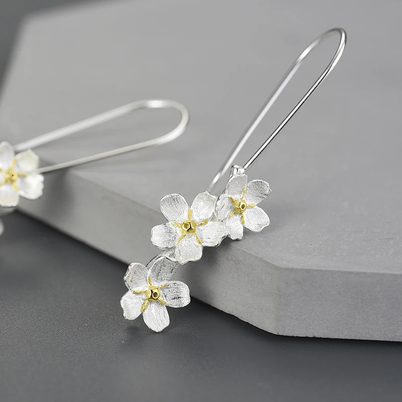 Forget Me Not Blossom Dangle Earrings