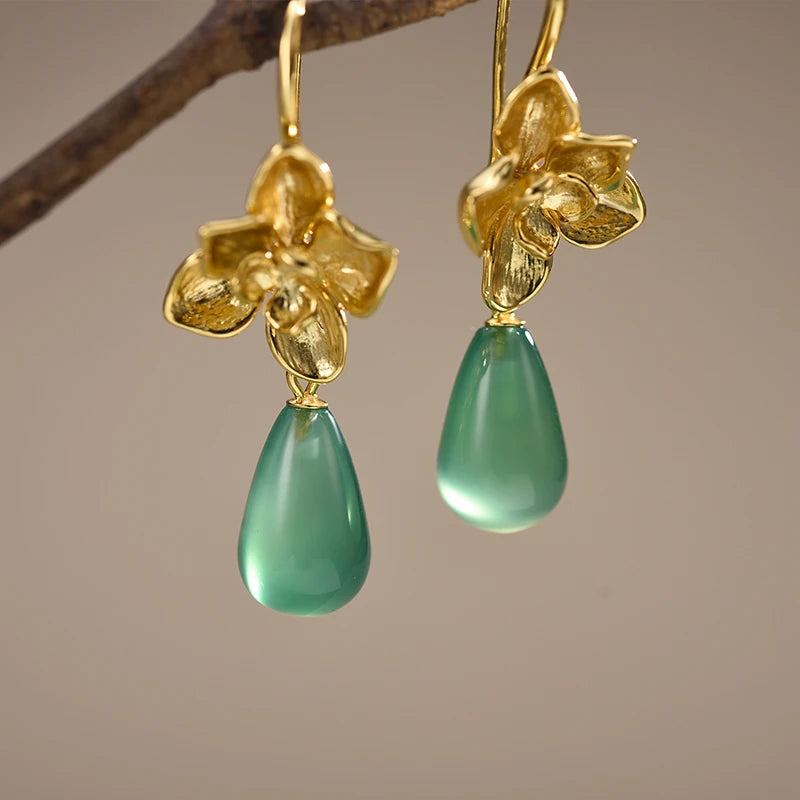 Phalaenopsis Flower Water Drop Earrings