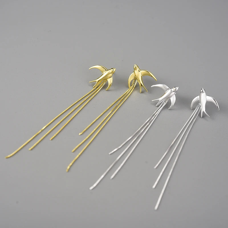 Flying Swallows Tassel Earrings