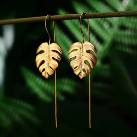 Monstera Leaf Drop Earrings