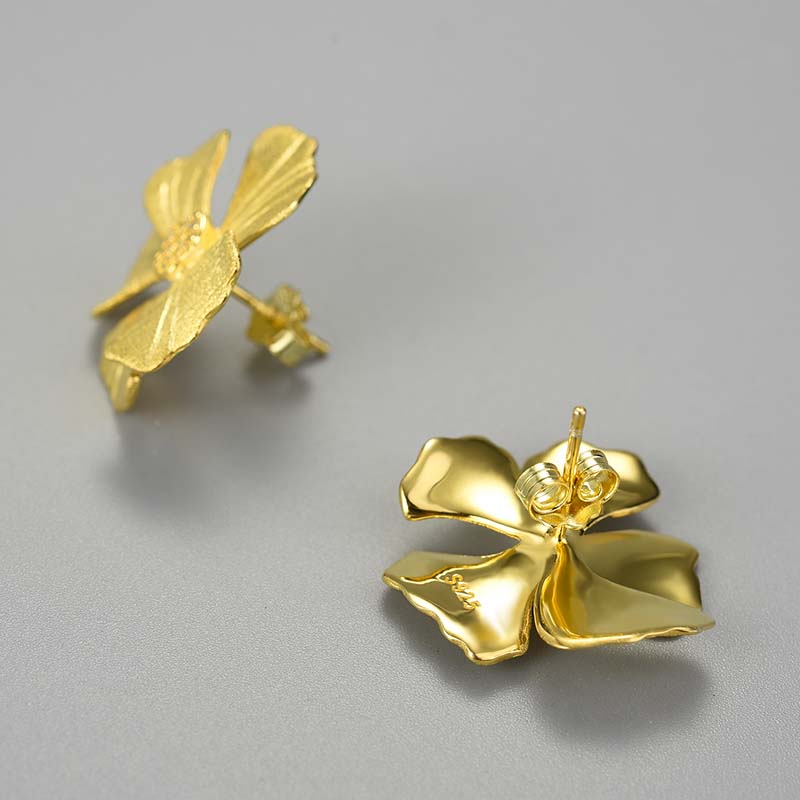Golden Peony Stud Earrings