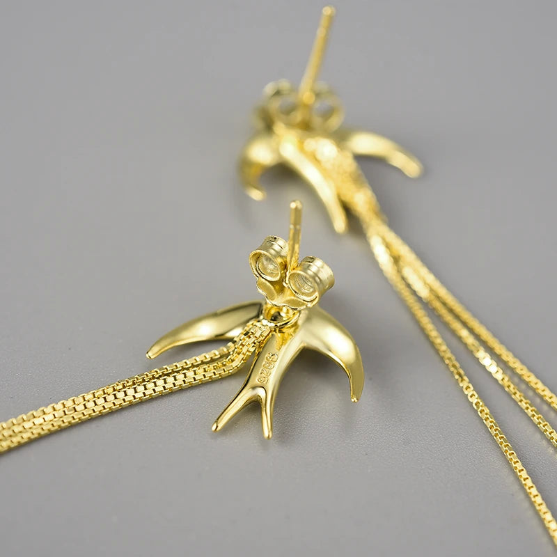 Flying Swallows Tassel Earrings