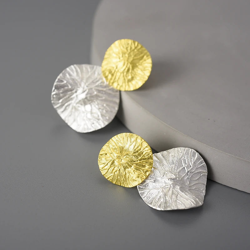 Double Lotus Leaves Drop Earrings
