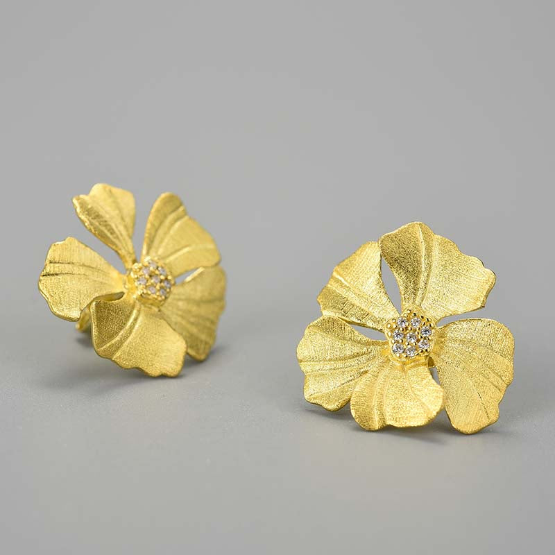 Golden Peony Stud Earrings