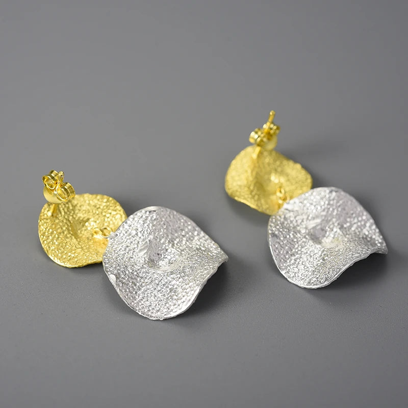 Double Lotus Leaves Drop Earrings