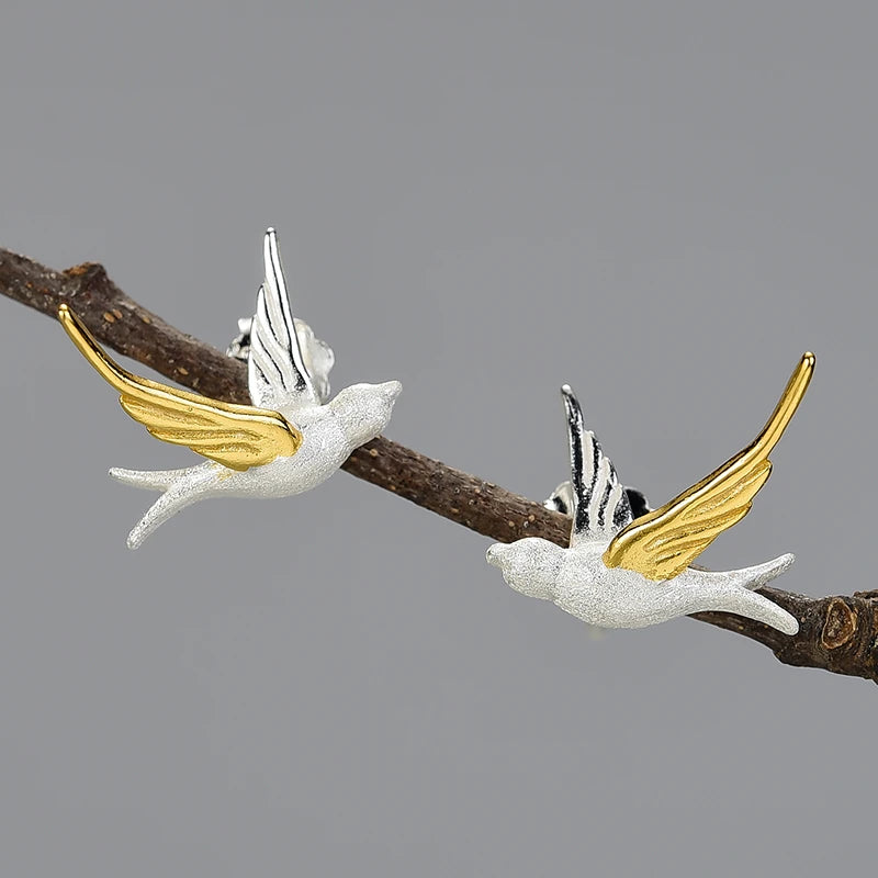 Small Flying Swallow Stud Earrings