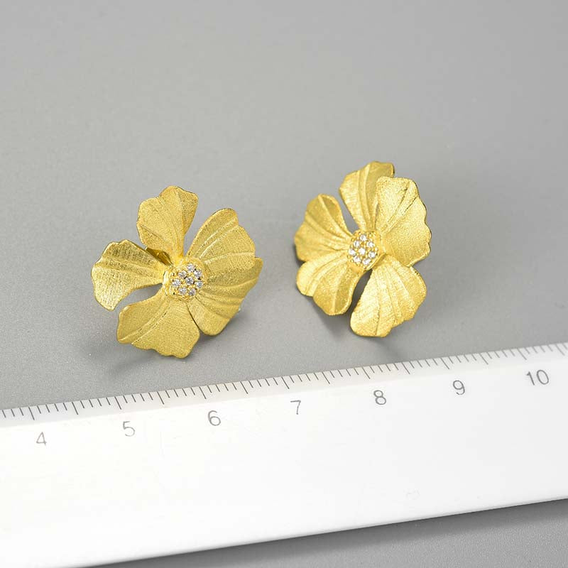 Golden Peony Stud Earrings