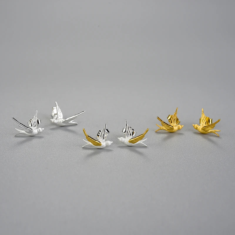 Small Flying Swallow Stud Earrings