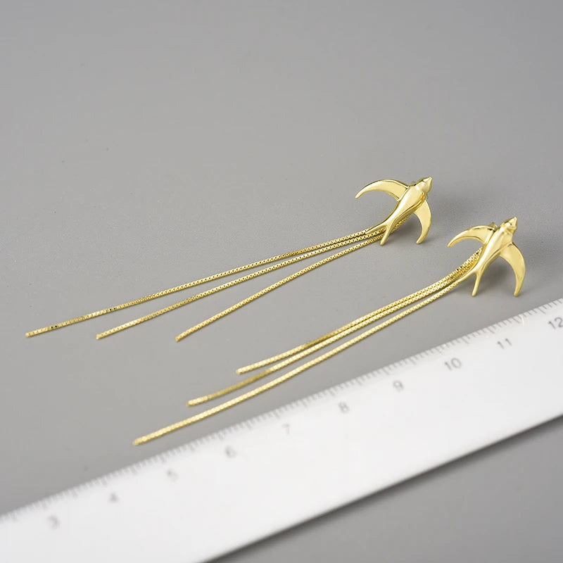 Flying Swallows Tassel Earrings