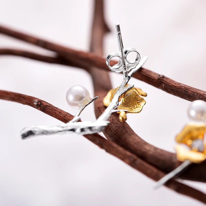 Golden Plum Bloom Earrings