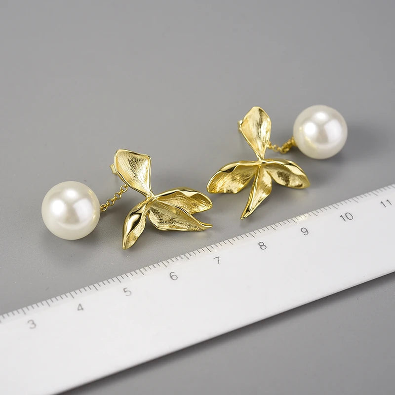Golden Orchid Dew Drops Earrings