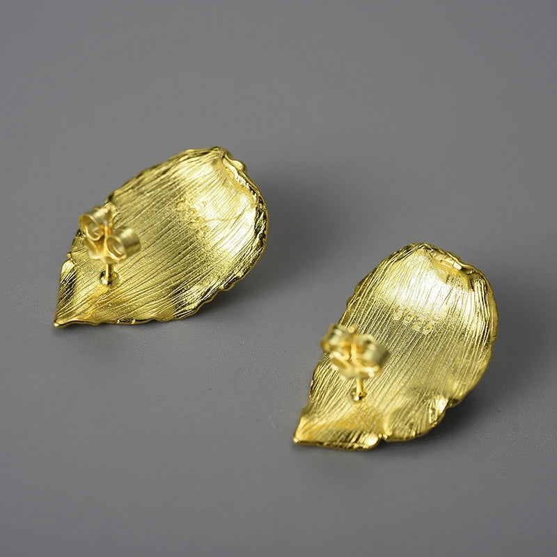 Pearl On A Leaf Stud Earrings
