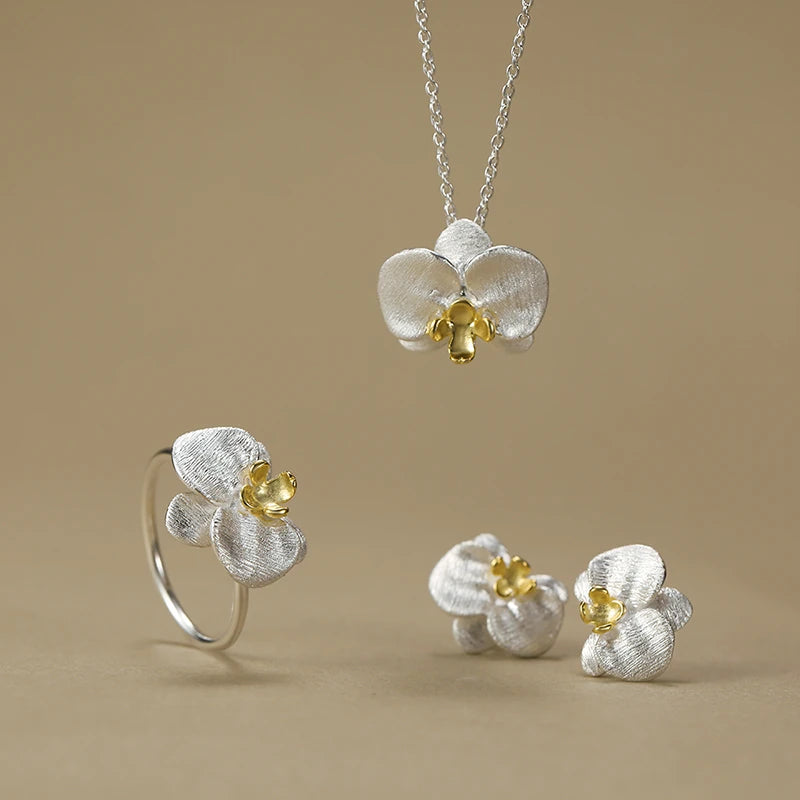 Delicate Phalaenopsis Flower Stud Earrings