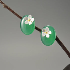 Forget Me Not Agate Stud Earrings