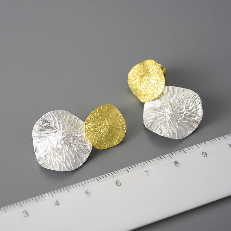 Double Lotus Leaves Drop Earrings