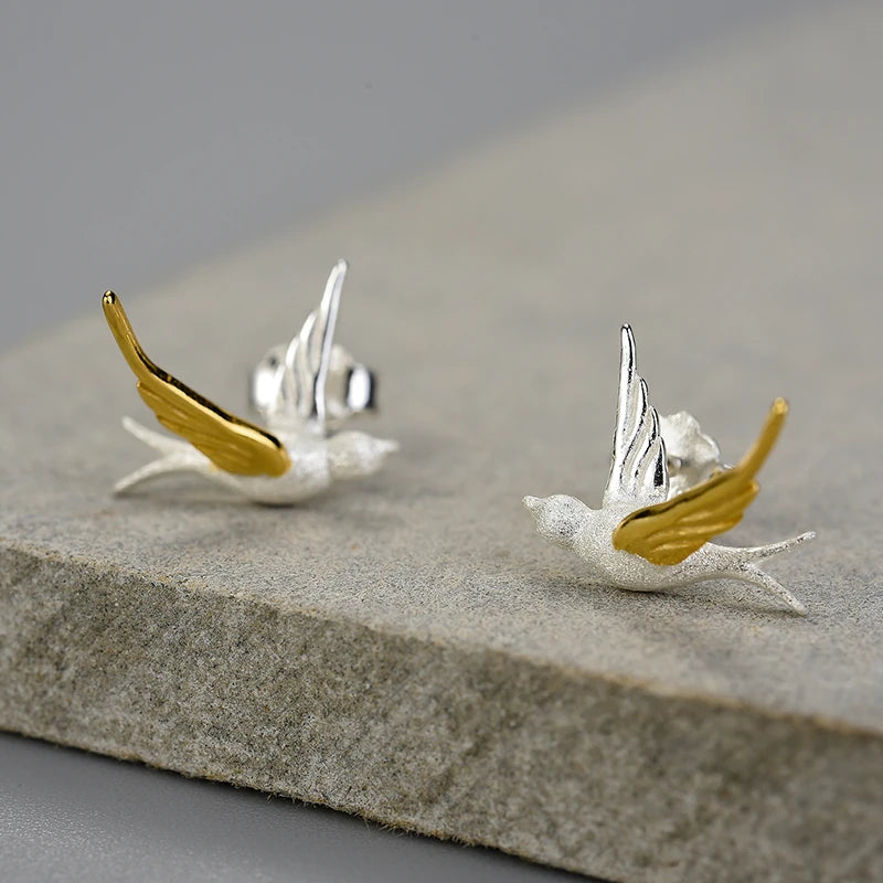 Small Flying Swallow Stud Earrings