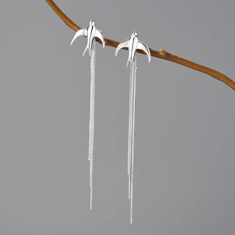 Flying Swallows Tassel Earrings