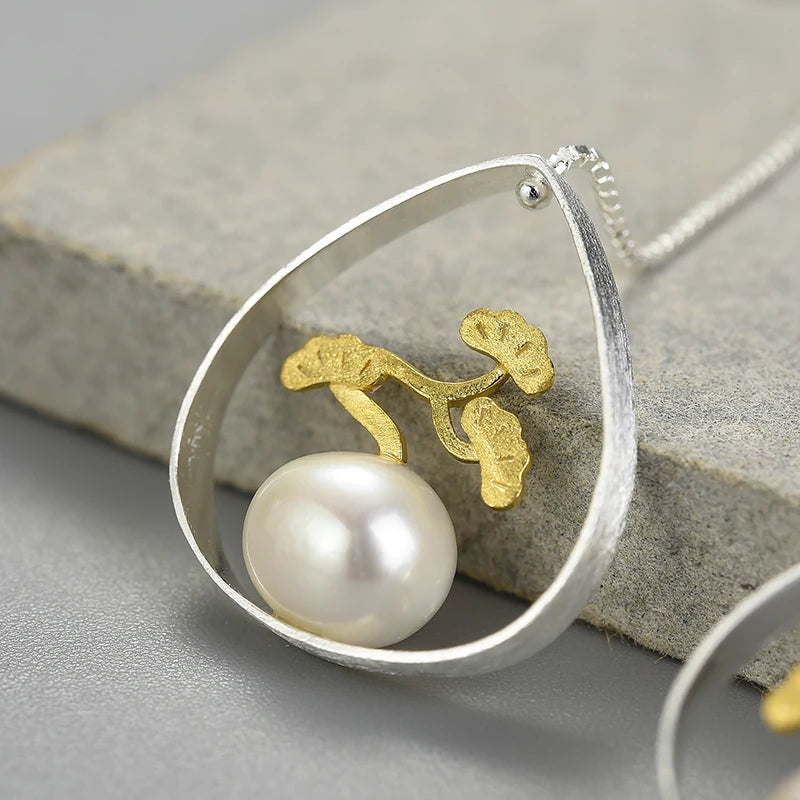 Bonsai Tree And Pearl Dangle Earrings
