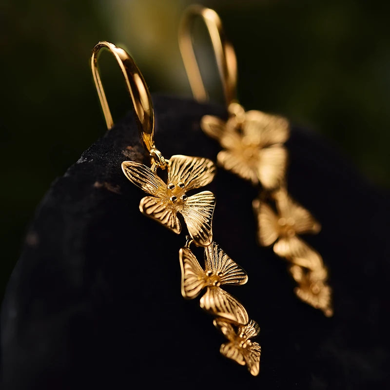 Triple Petal Drop Earrings