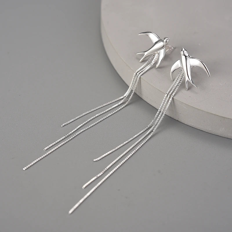 Flying Swallows Tassel Earrings