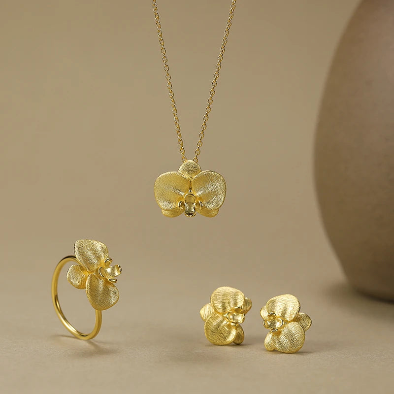 Delicate Phalaenopsis Flower Stud Earrings