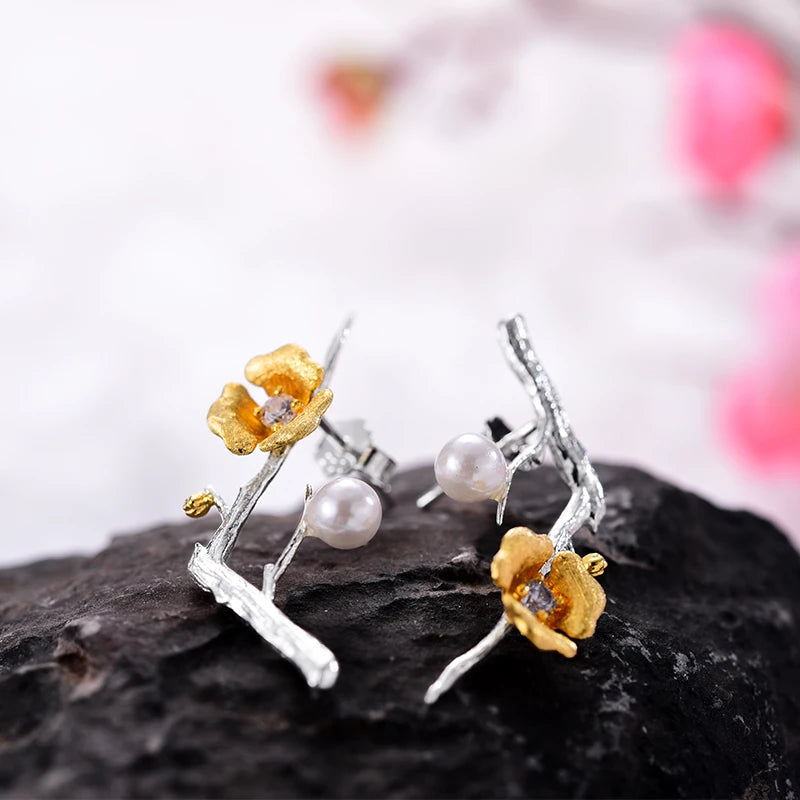 Golden Plum Bloom Earrings