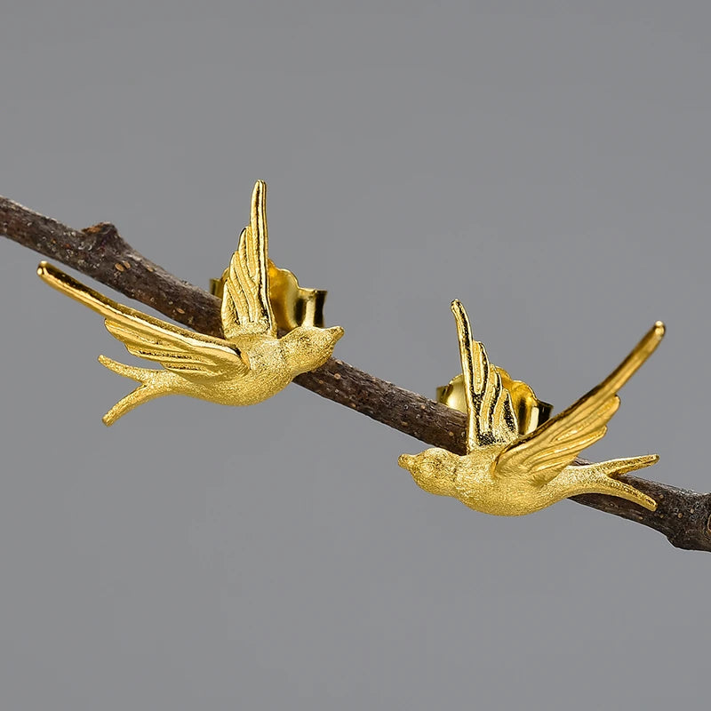 Small Flying Swallow Stud Earrings