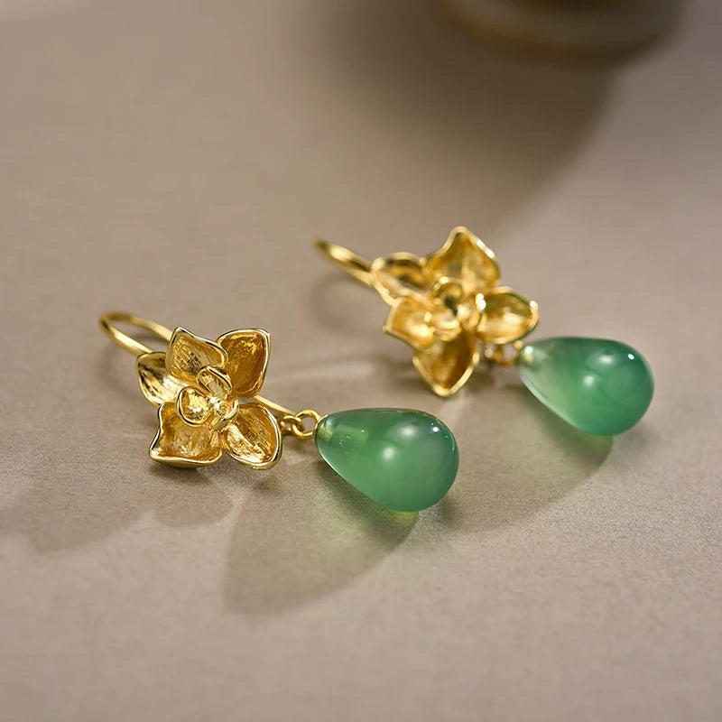 Phalaenopsis Flower Water Drop Earrings