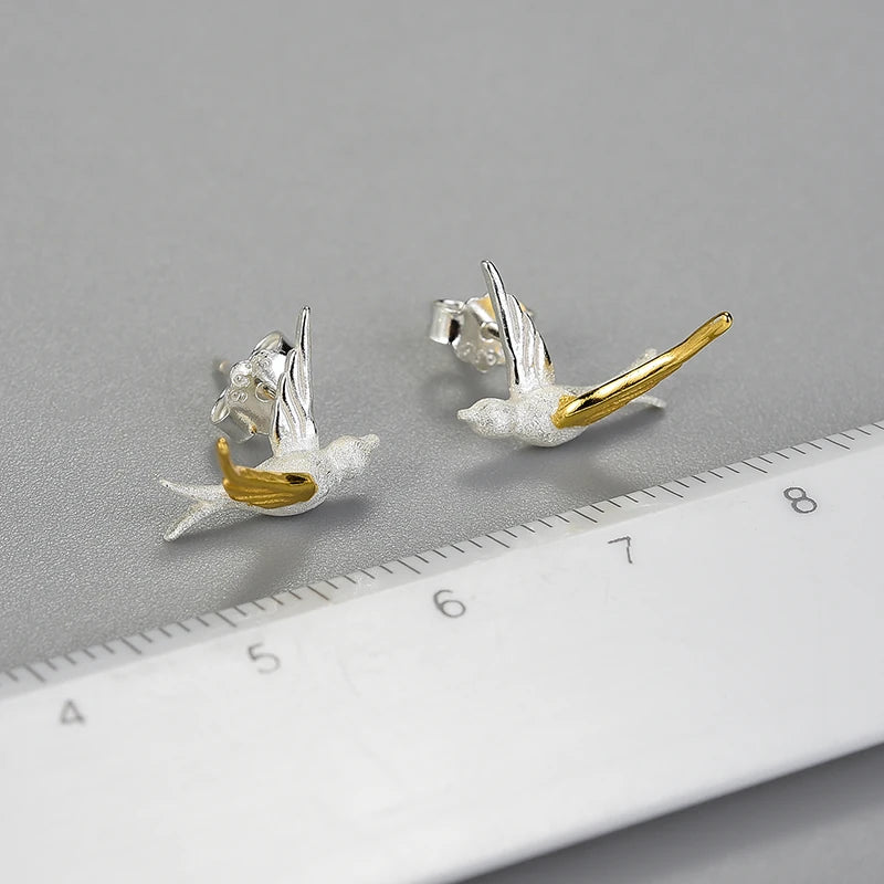 Small Flying Swallow Stud Earrings