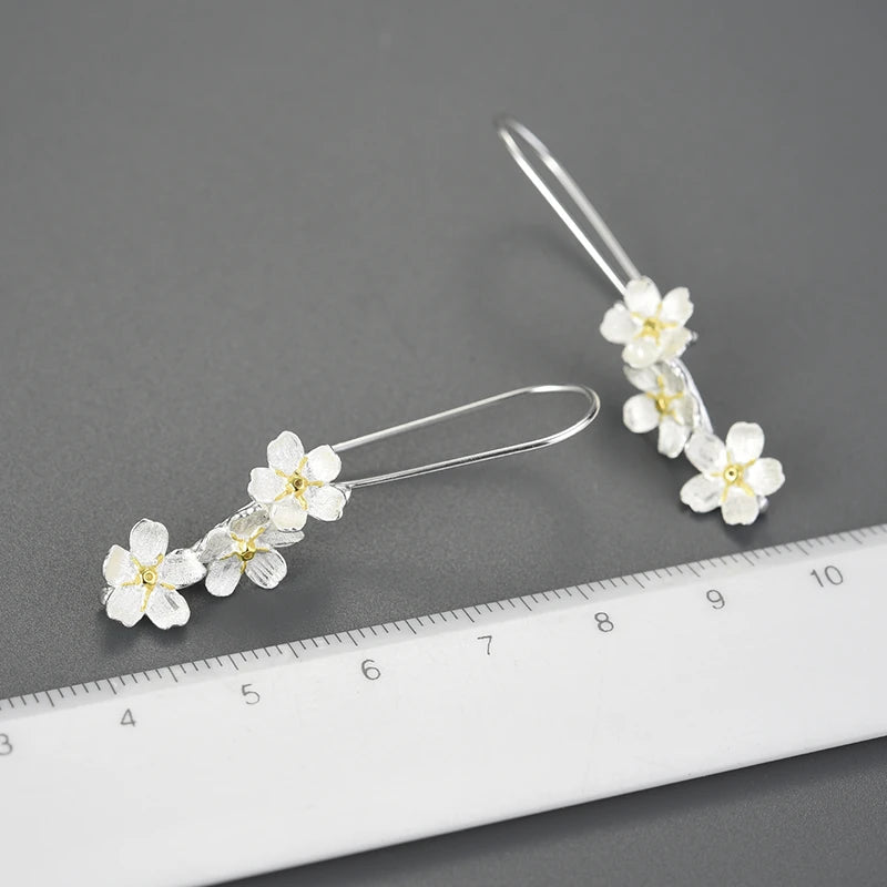 Forget Me Not Blossom Dangle Earrings