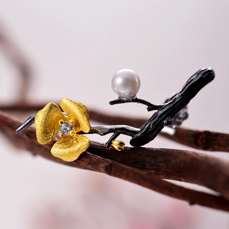 Golden Plum Bloom Earrings
