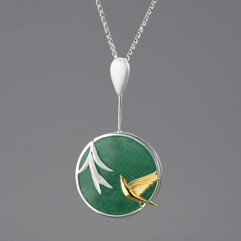 Swallow and Willow in Spring Wind Necklace