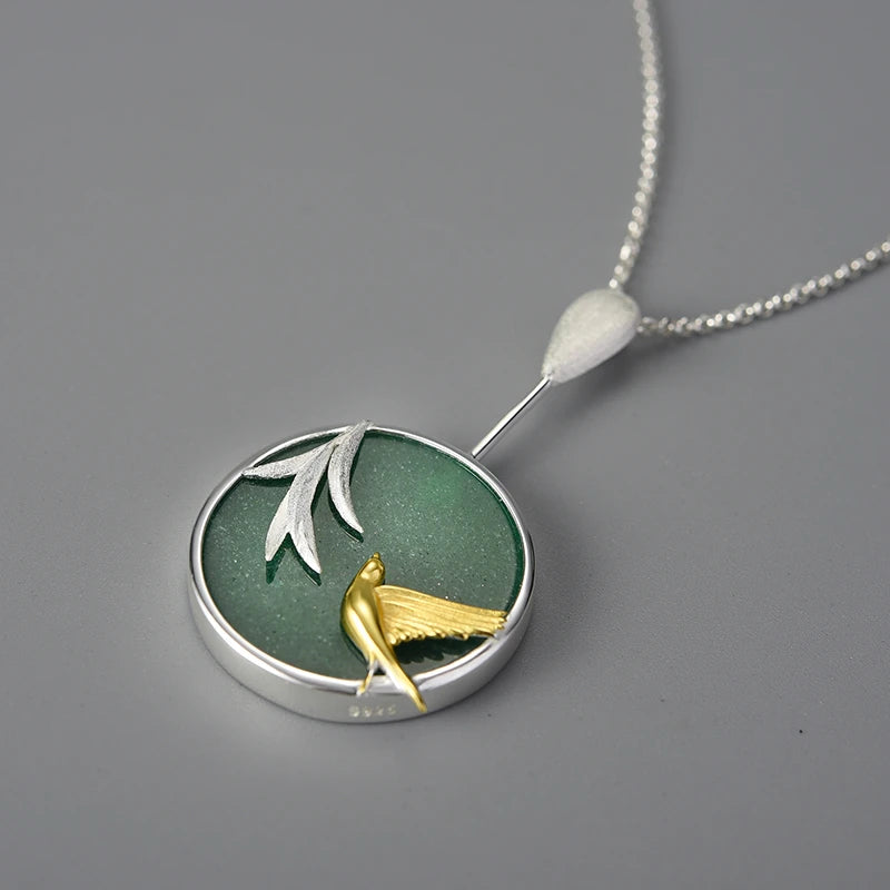 Swallow and Willow in Spring Wind Necklace