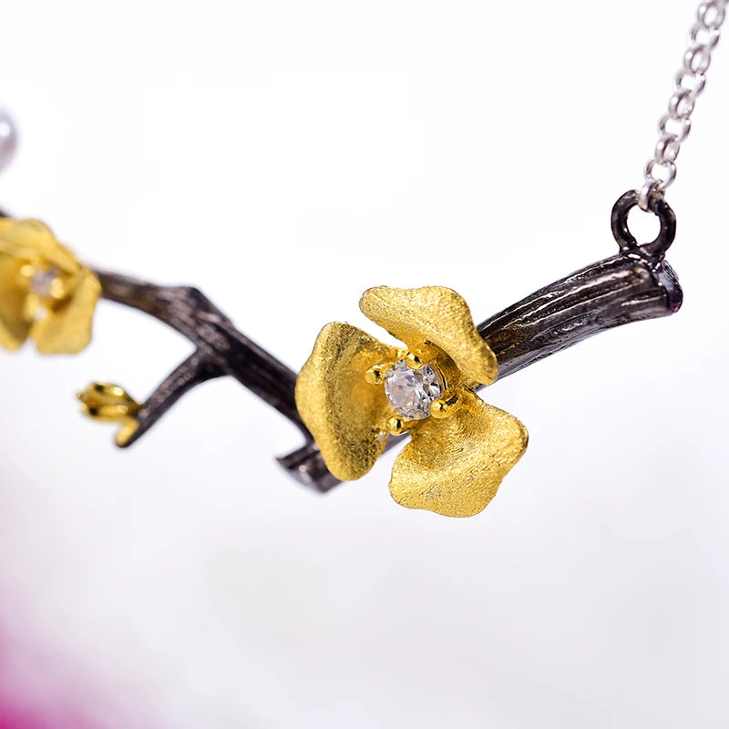Golden Plum Bloom Necklace