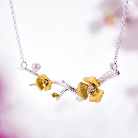 Golden Plum Bloom Necklace
