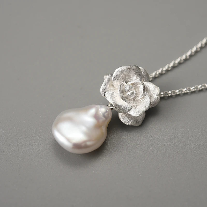 Camellia Flower And Pearl Necklace