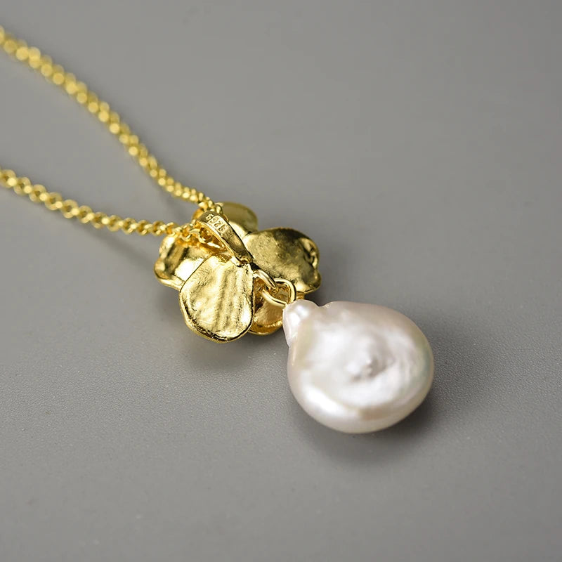 Camellia Flower And Pearl Necklace