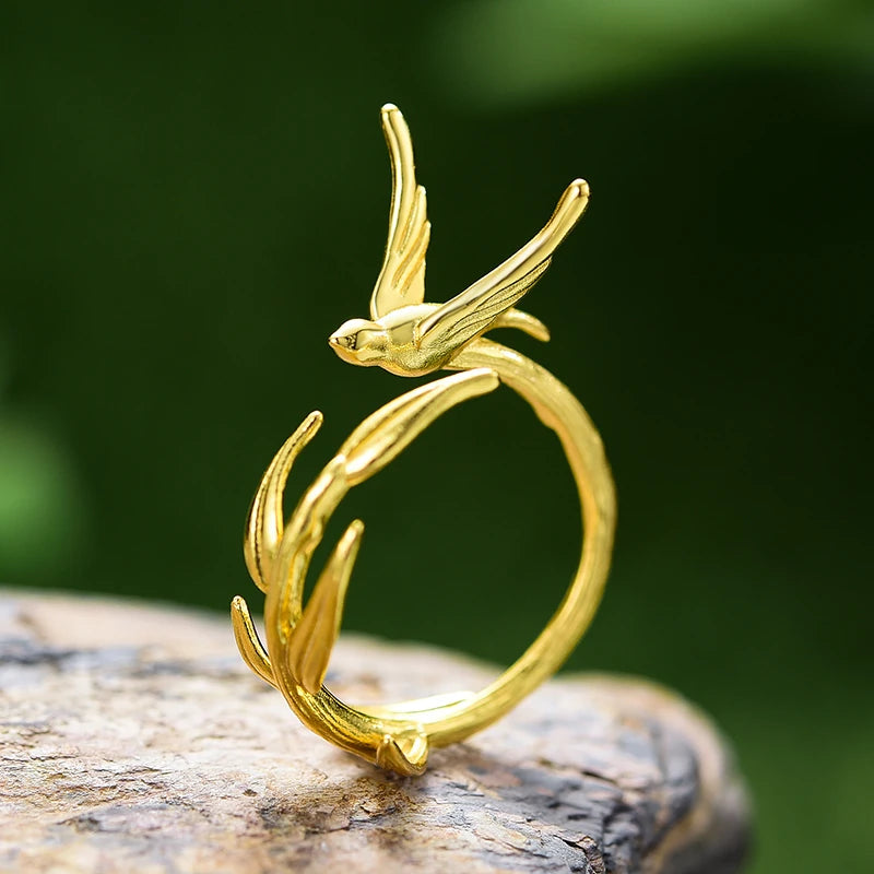 Little Swallow Chasing Willow Asymmetrical Ring